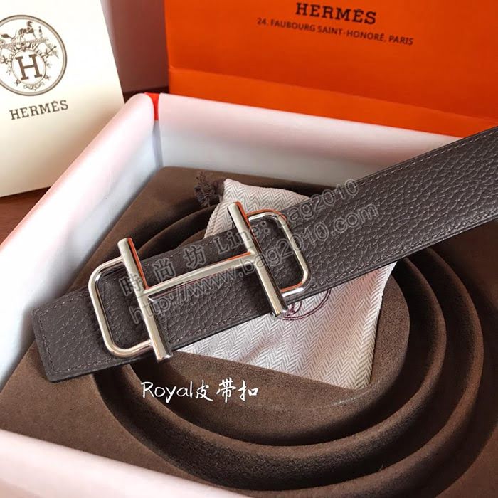 HERMES皮帶 專櫃同步 Hermes-Royal皮帶扣 進口togo小牛皮 雙面皮腰帶 愛馬仕男士皮帶  hgh1956